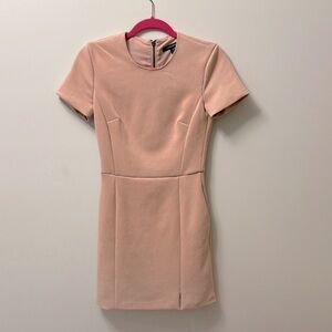 French Connection Blush faux suede Mini Dress with Short Sleeves